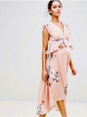 Hope & Ivy Maternity Floral High-Low Dress – Size US 6